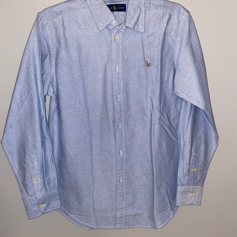 Kids Boy's Cotton Oxford Sport Shirt Light Blue